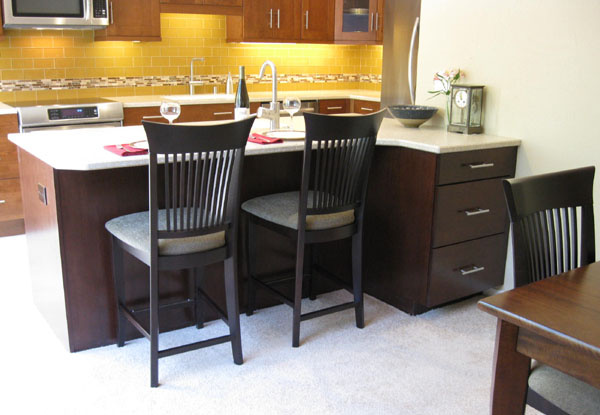 Island cabinets from Bellmont, Cherry Spice